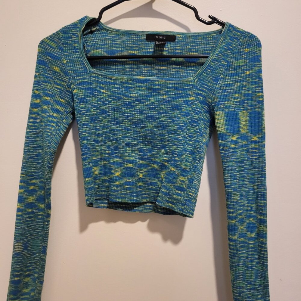 Blue Green Long Sleeve T-Shirt Forever 21